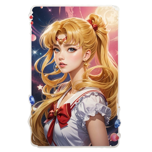 Set 2 bucati, Sticker decorativ, Sailor Moon cu funda, Rezistent la apa, NO6868, 16 cm, Multicolor