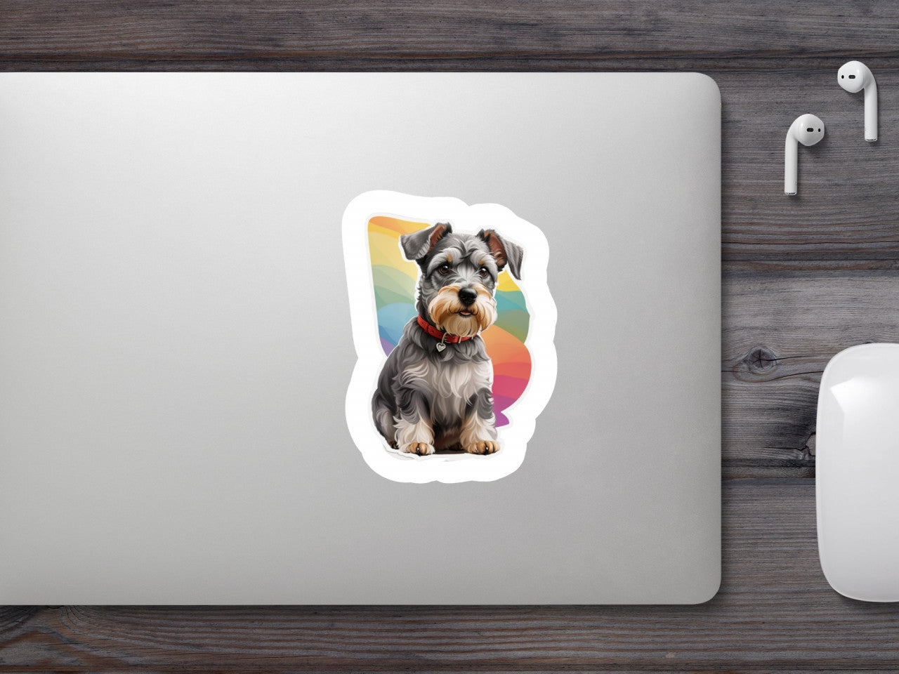 Set 2 bucati, Sticker decorativ, Schnauzer pitic, Rezistent la apa, NO5607, 16 cm, Multicolor
