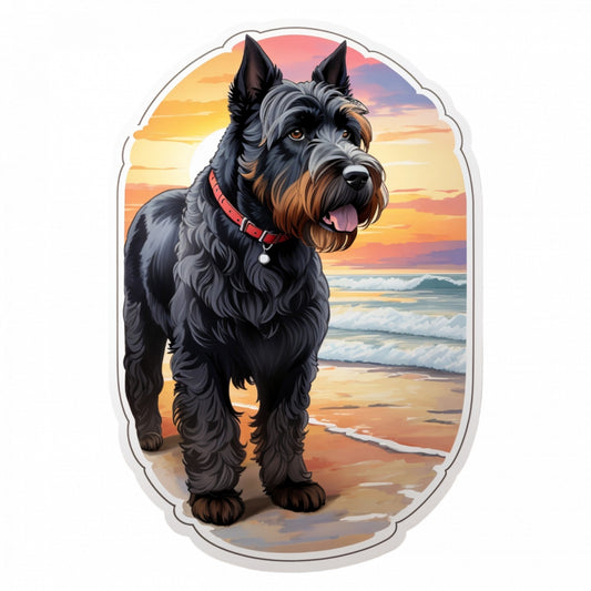 Set 2 bucati, Sticker decorativ, Schnauzer urias, cu zgarda, Rezistent la apa, NO5325, 16 cm, Multicolor