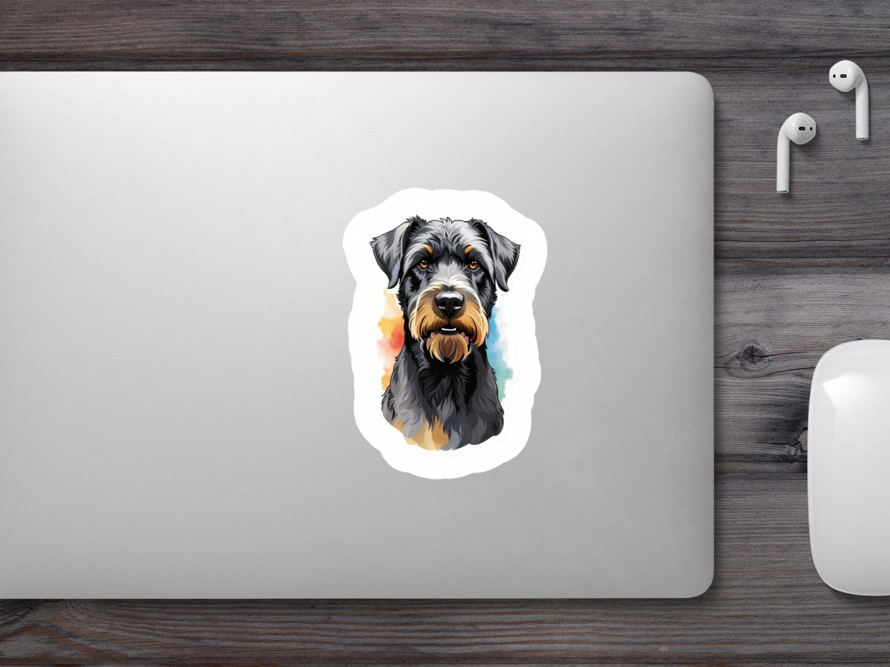 Set 2 bucati, Sticker decorativ, Schnauzer urias, Rezistent la apa, NO5324, 16 cm, Multicolor