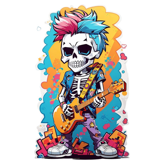 Set 2 bucati, Sticker decorativ, Skeleton rocker, Rezistent la apa, NO6536, 16 cm, Multicolor