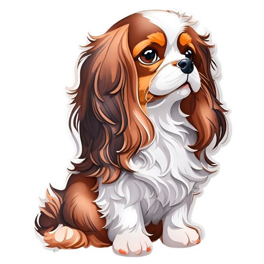 Set 2 bucati, Sticker decorativ, Spanielul trist, Rezistent la apa, NO6574, 16 cm, Multicolor