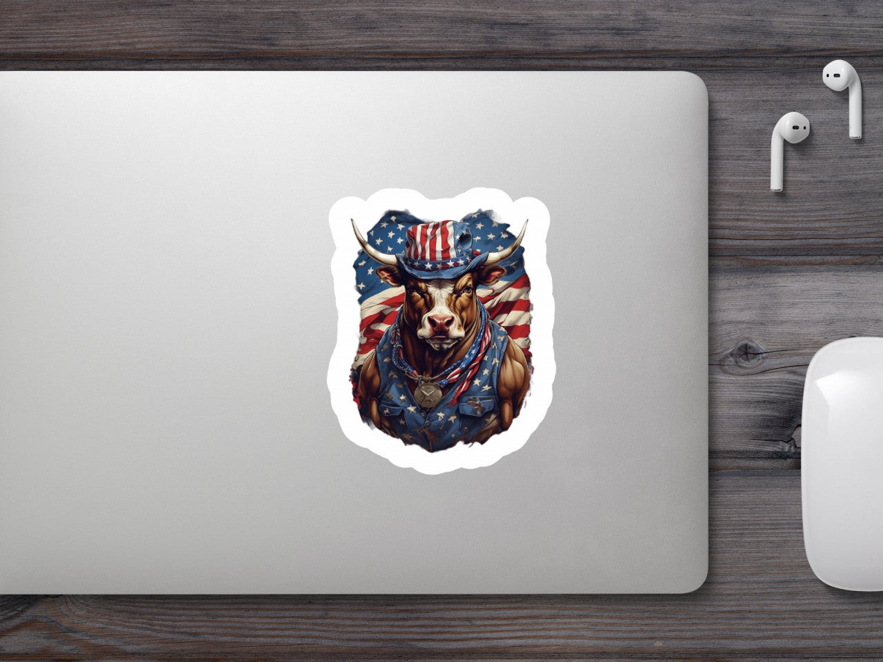 Set 2 bucati, Sticker decorativ, Taur costum american, Rezistent la apa, NO6151, 16 cm, Multicolor