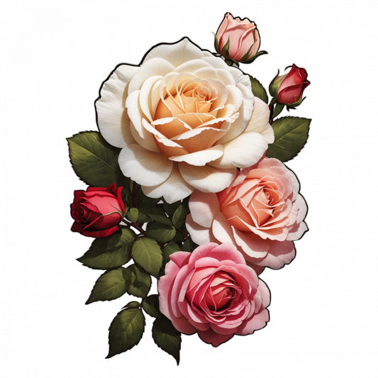 Set 2 bucati, Sticker decorativ, Trandafiri cu bobocei, Rezistent la apa, NO5846, 16 cm, Multicolor