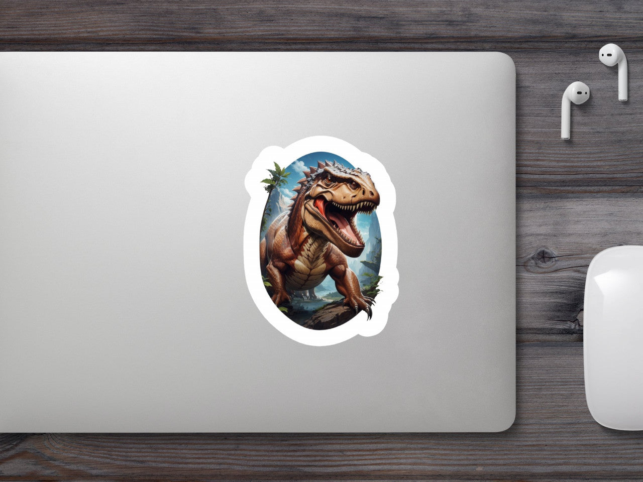 Set 2 bucati, Sticker decorativ, Tyrannosaurus rex in jungla, Rezistent la apa, NO6904, 16 cm, Multicolor