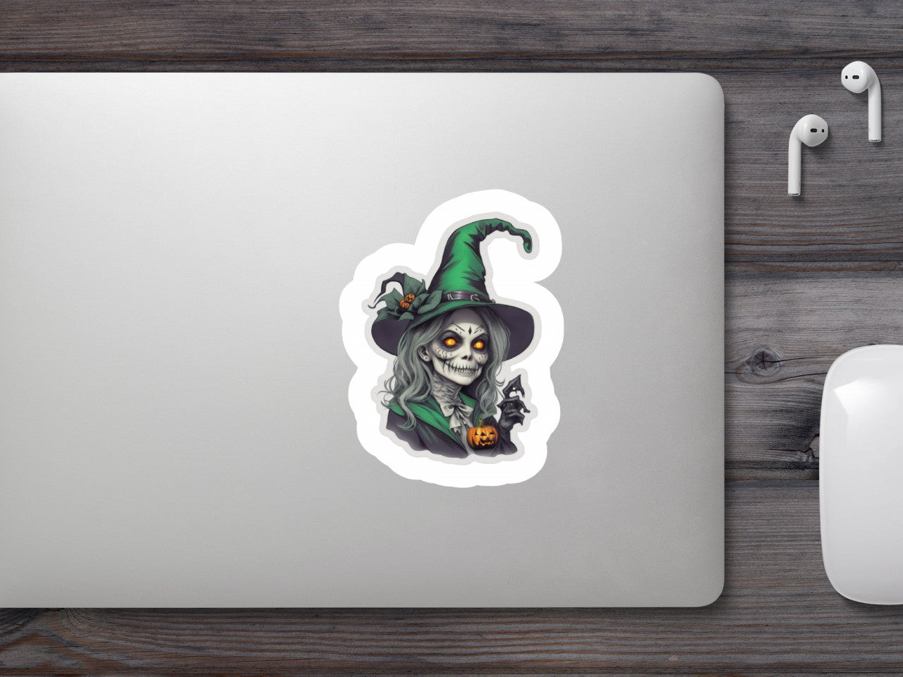 Set 2 bucati, Sticker decorativ, Vrajitoarea zombie de halloween, Rezistent la apa, NO6613, 16 cm, Multicolor