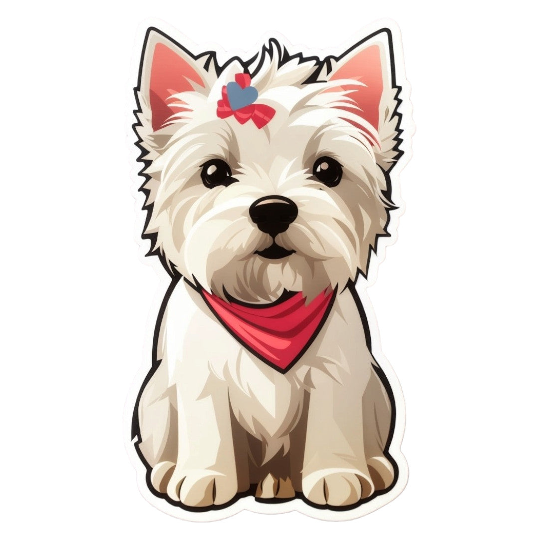 Set 2 bucati, Sticker decorativ, Westie cu agrafa, Rezistent la apa, NO6918, 16 cm, Multicolor