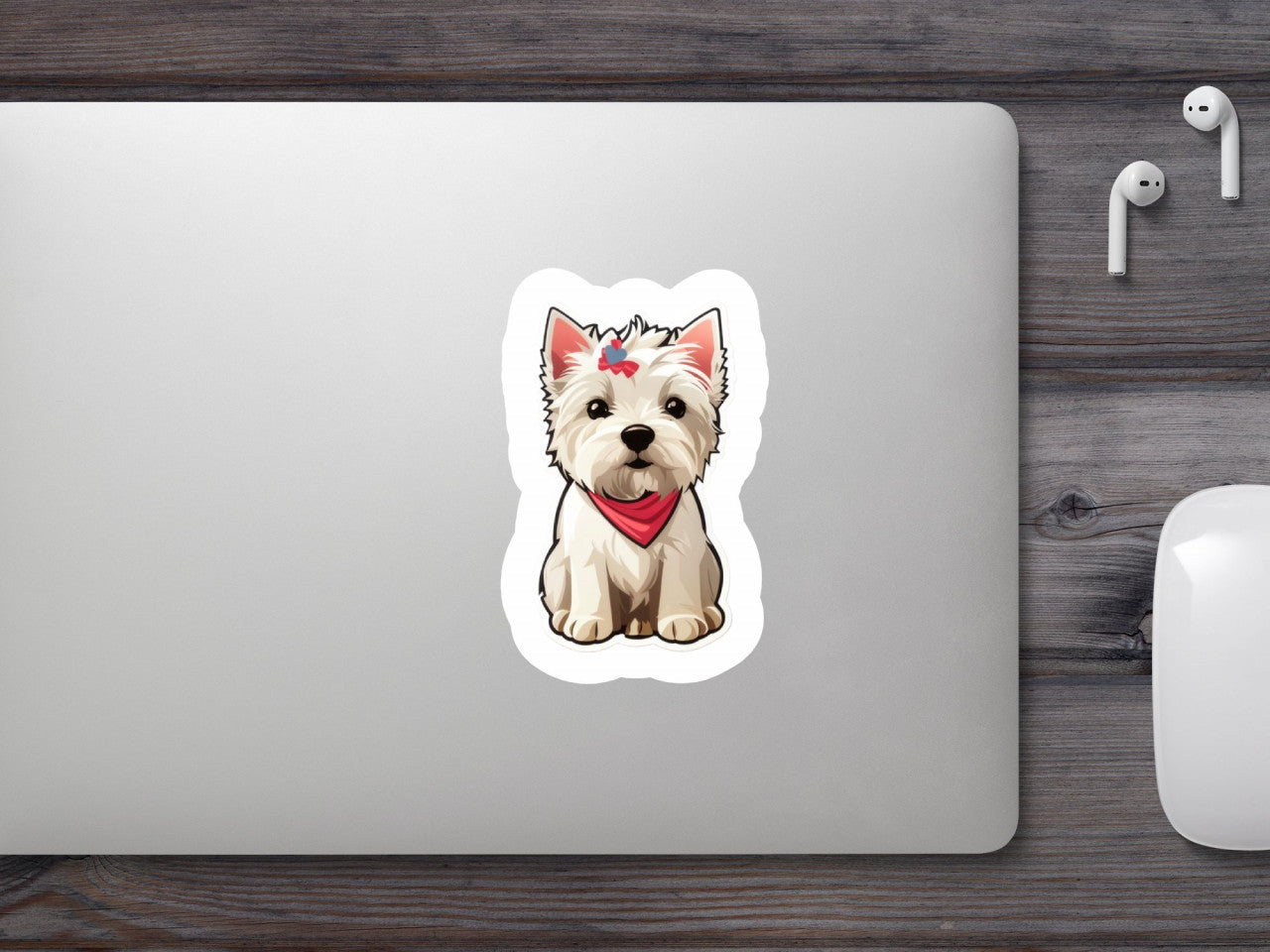 Set 2 bucati, Sticker decorativ, Westie cu agrafa, Rezistent la apa, NO6918, 16 cm, Multicolor