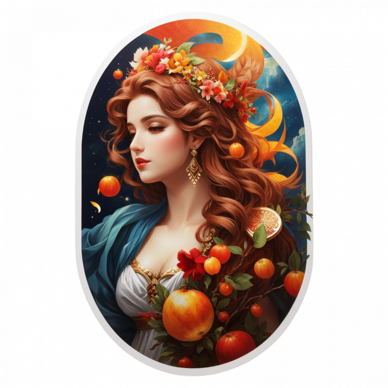 Set 2 bucati, Sticker decorativ, Zeita greaca Persephone cu coronita, Rezistent la apa, NO5742, 16 cm, Multicolor