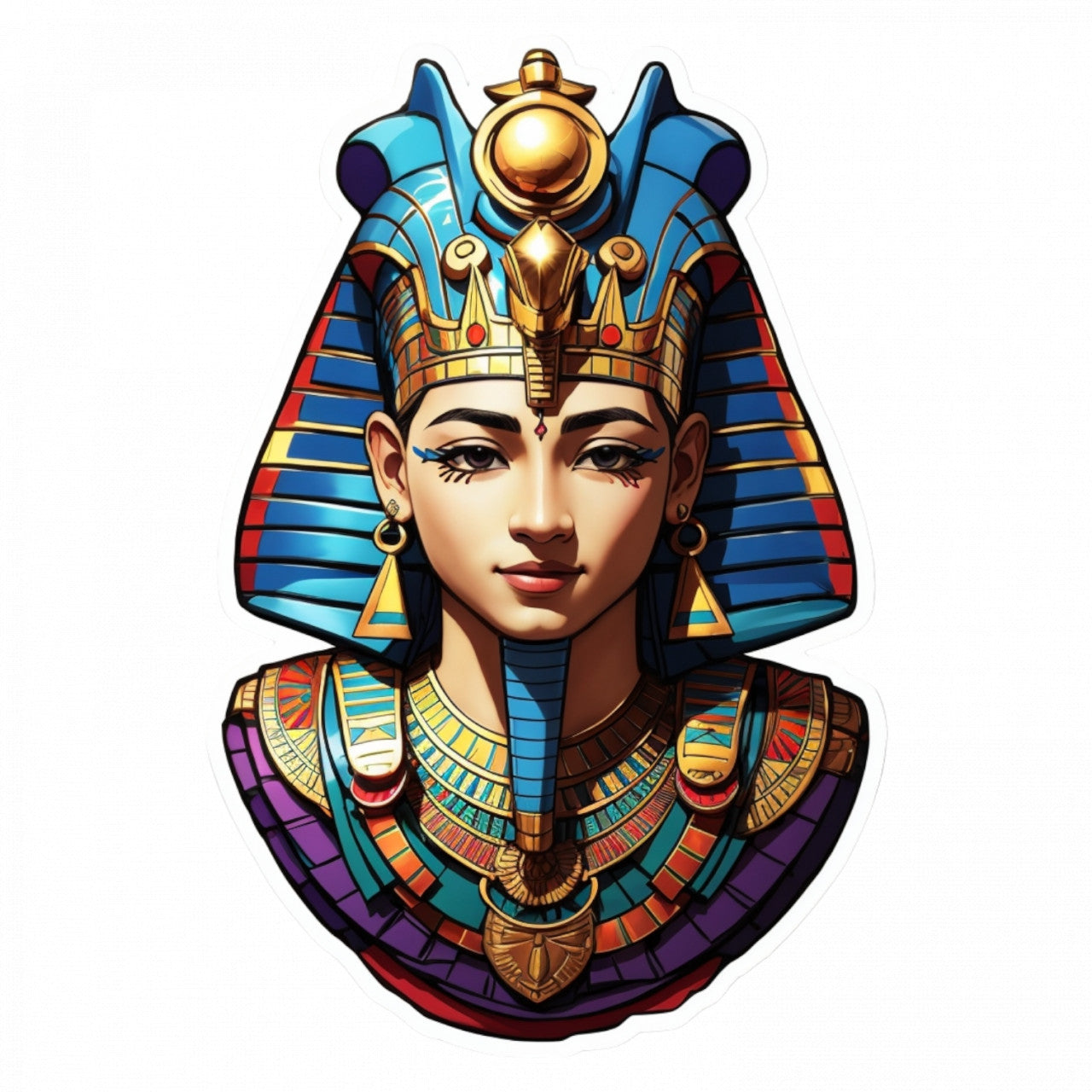 Set 2 bucati, Sticker decorativ, Zeul egiptean Hapi cu coroana, Rezistent la apa, NO5363, 16 cm, Multicolor