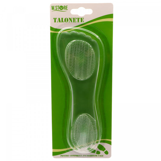 Set 2 bucati, Talonete / Branturi din silicon pentru confort, antialunecare, ortopedic, transparente, 20.5 x 7.5 cm