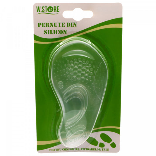 Set 2 bucati, Talonete / Pernute din silicon pentru confort, antialunecare, ortopedic, transparente, 13 x 6.6 cm