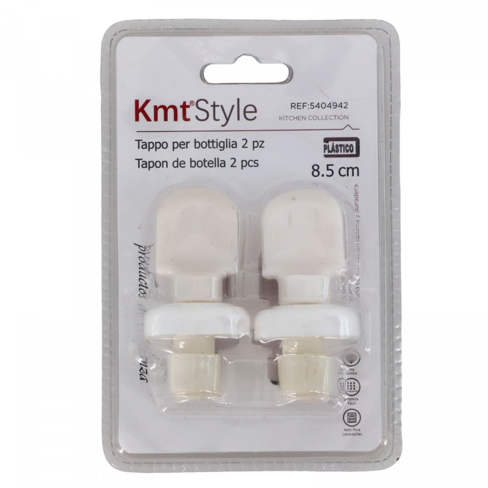 Set 2 dopuri pentru sticla de vin, NO453, 8.5 cm, Argintiu