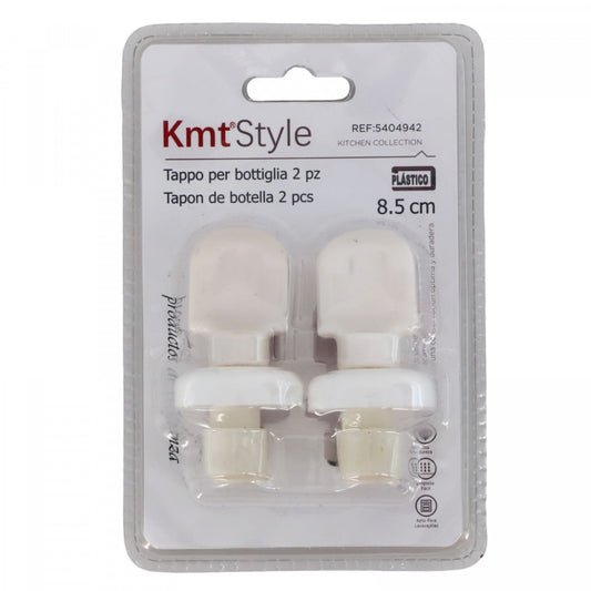 Set 2 dopuri pentru sticla de vin, NO453, 8.5 cm, Argintiu