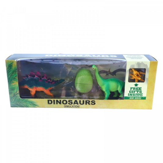 Set 2 Figurine Dinozauri cu ou, NO2525B, 15 cm, Multicolor