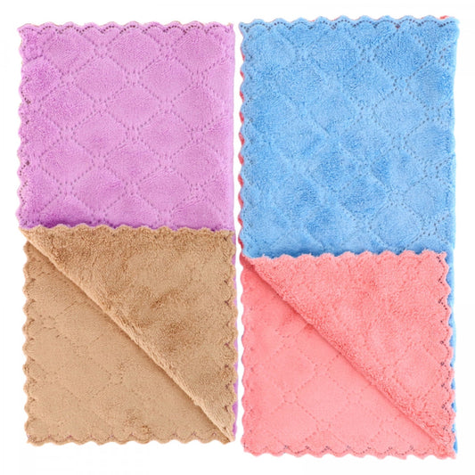 Set 2 Lavete din microfibra, 2 fete, NO3413, 30 x 30 cm, Multicolor