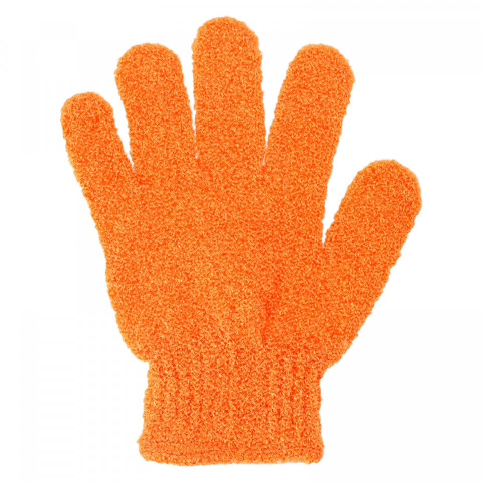 Set 2 Manusi de baie exfoliante, pentru piele sensibila, NO77, 18 x 12 cm, Portocaliu