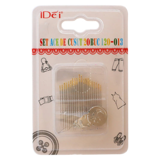 Set 20 bucati, Ace de cusut, NO4323, 3.5 - 4.5 cm, Argintiu