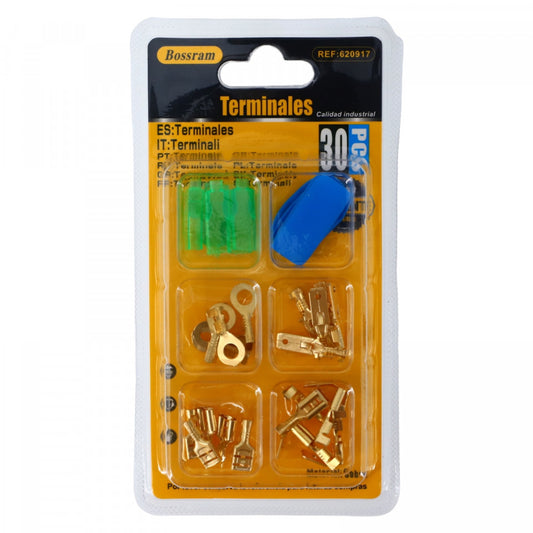 Set 20 de papuci si conectori pentru cabluri electrice, 10 mansete, NO756, 2.2 cm, Auriu