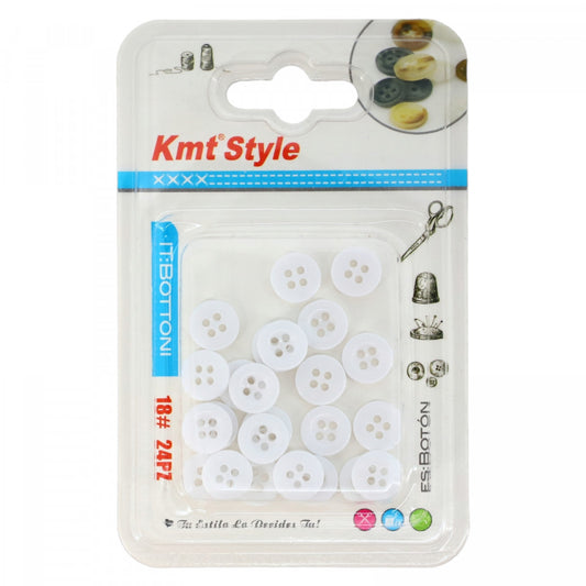 Set 24 buc, nasturi din platic, alb, 1 cm