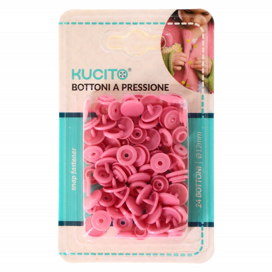 Set 24 capse butoni, NO328, 12 mm, Roz