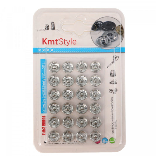 Set 24 Nasturi, tip capse, NO609, 10 mm, Argintiu