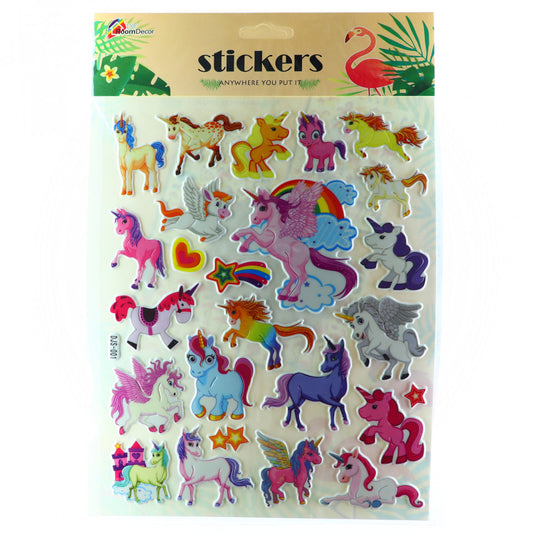 Set 25 abtibilduri Unicorn, pentru copii, multicolor