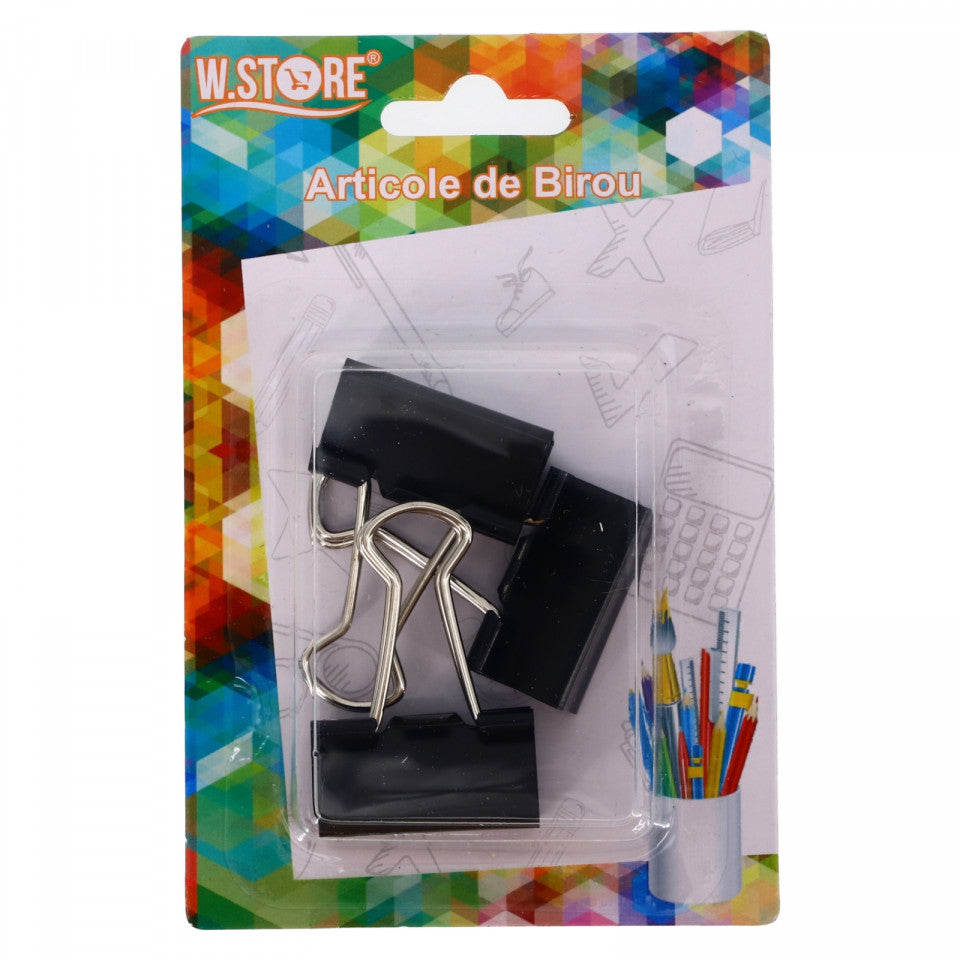 Set 3 buc, clip metal Binder, 31 mm, Negru