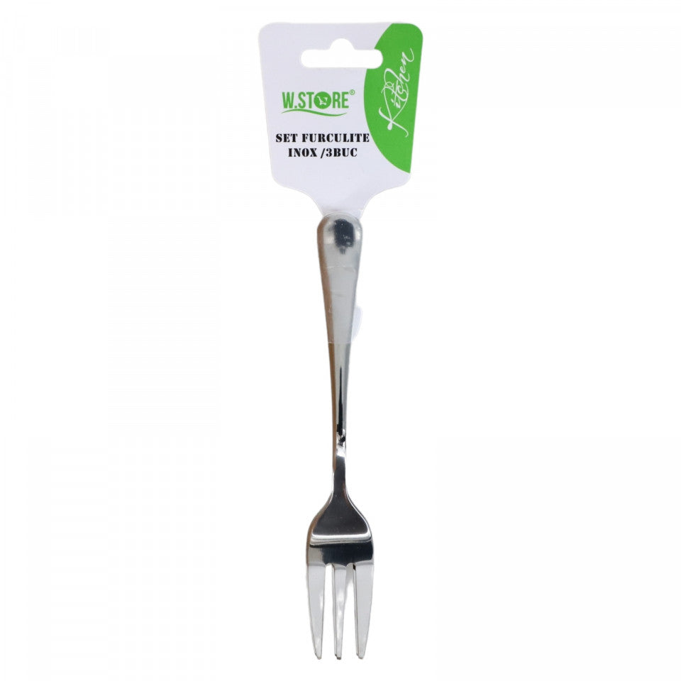 Set 3 buc furculite inox, 14.5 cm