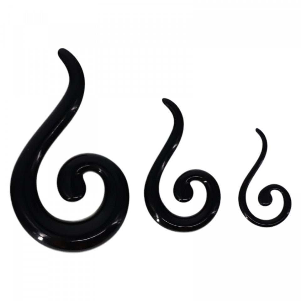 Set 3 buc, Piercing, Cercel pentru urechi, ABS, Forma melc, NO9545, 1.2 x 2.5 / 1.9 x 3.4 / 2.5 x 4.3 cm, Negru