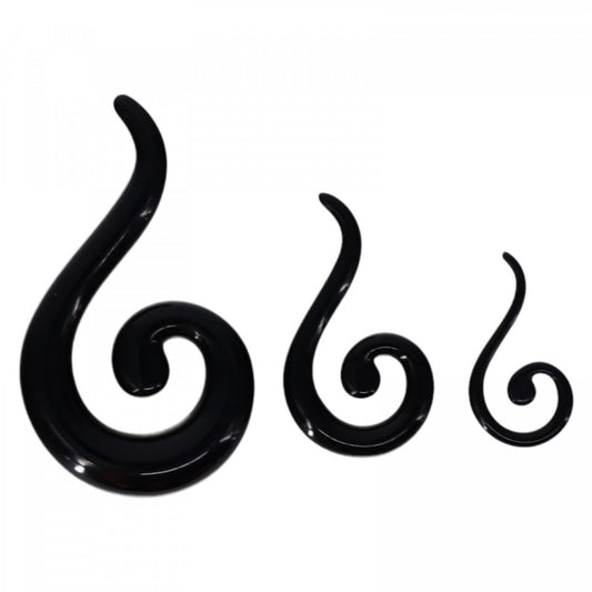 Set 3 buc, Piercing, Cercel pentru urechi, ABS, Forma melc, NO9545, 1.2 x 2.5 / 1.9 x 3.4 / 2.5 x 4.3 cm, Negru