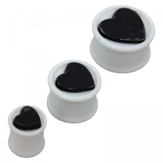Set 3 buc, Piercing, Cercel pentru urechi, ABS, Rotund cu inimioara, NO9863, 0.9 / 1.3 / 1.6 cm, Alb