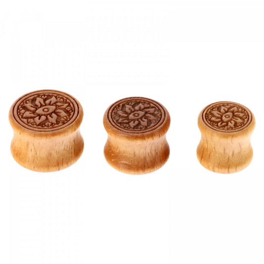 Set 3 buc, Piercing, Cercel pentru urechi, Lemn, Rotund, NO9888, 1.3 / 1.6 / 1.8 cm, Bej