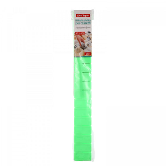 Set 3 buc, Separator / organizator din plastic pentru sertare, 43.5 x 5 cm, Verde