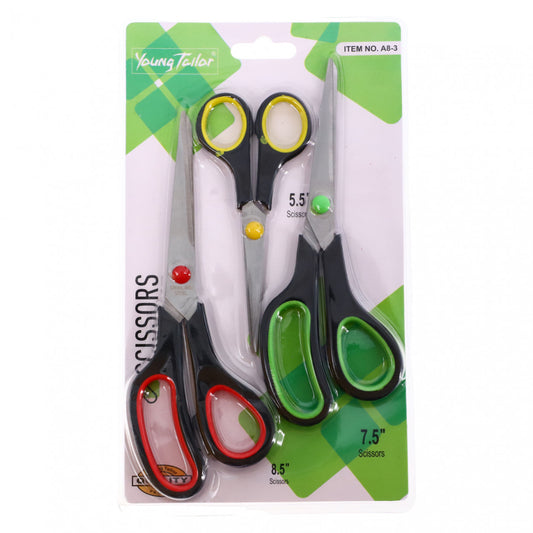 Set 3 bucati, Foarfece pentru birou, NO103, 20.5 / 19.5 / 14 cm, Multicolor