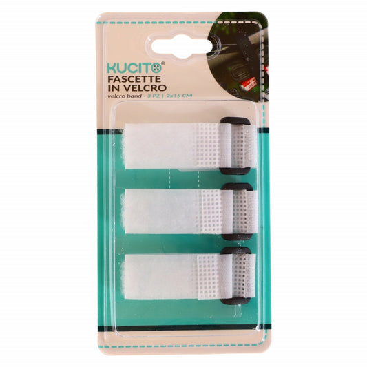 Set 3 bucati, prindere cabluri velcro, NO45, 2 x 15 cm, Alb