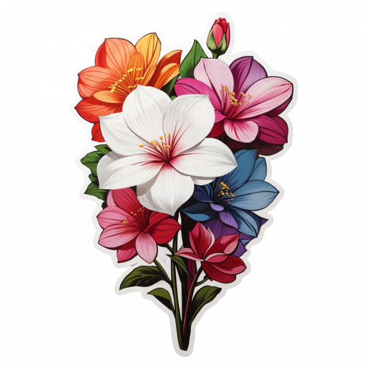 Set 3 bucati, Sticker decorativ, Buchet de flori bouvardia, Rezistent la apa, NO263, 6 cm, Multicolor