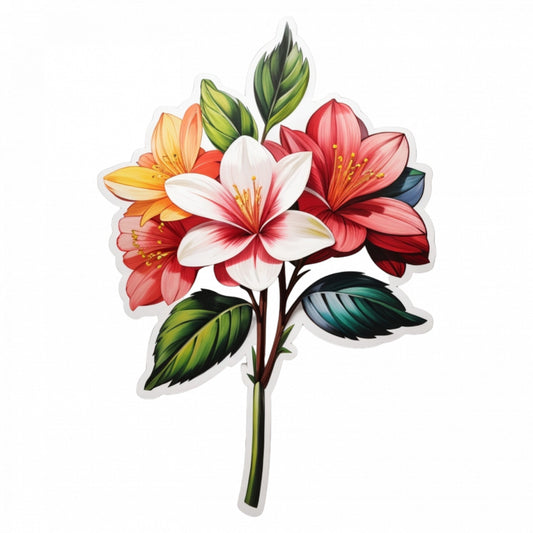 Set 3 bucati, Sticker decorativ, Buchet de flori bouvardia, Rezistent la apa, NO265, 6 cm, Multicolor