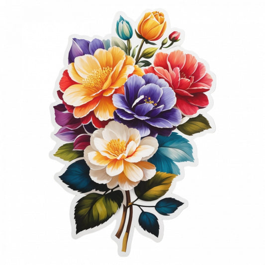 Set 3 bucati, Sticker decorativ, Buchet de flori Consolida, Rezistent la apa, NO406, 6 cm, Multicolor