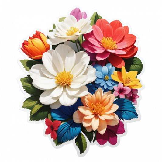 Set 3 bucati, Sticker decorativ, Buchet de flori Consolida, Rezistent la apa, NO407, 6 cm, Multicolor