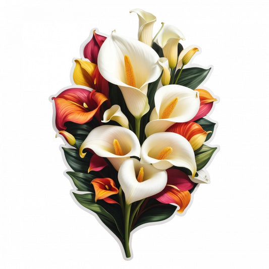 Set 3 bucati, Sticker decorativ, Buchet de flori de calle, Rezistent la apa, NO318, 6 cm, Multicolor