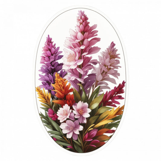 Set 3 bucati, Sticker decorativ, Buchet de flori heather, Rezistent la apa, NO680, 6 cm, Multicolor
