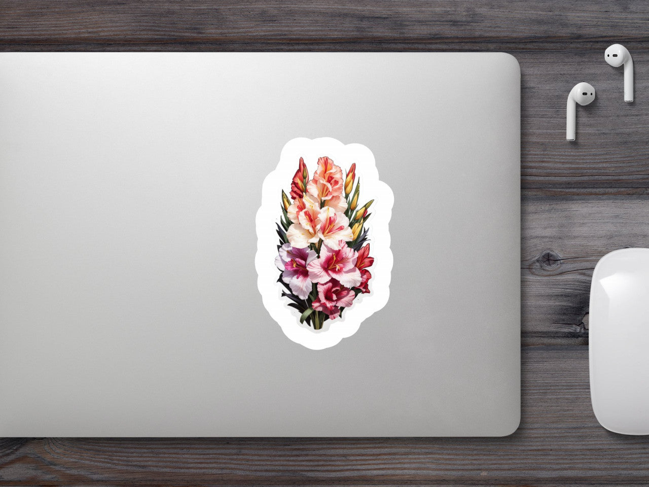 Set 3 bucati, Sticker decorativ, Buchet de gladiole cu boboci, Rezistent la apa, NO633, 6 cm, Multicolor