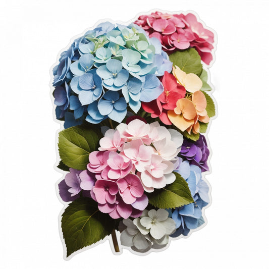 Set 3 bucati, Sticker decorativ, Buchet de hortensia, Rezistent la apa, NO728, 6 cm, Multicolor