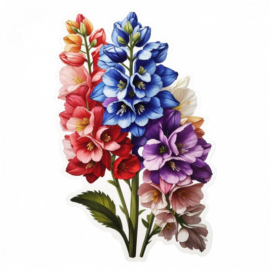 Set 3 bucati, Sticker decorativ, Buchet de nemtisori, Rezistent la apa, NO472, 6 cm, Multicolor