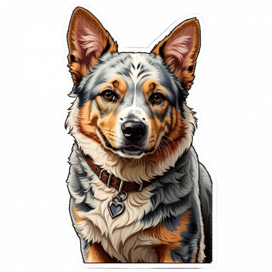 Set 3 bucati, Sticker decorativ, Caine australian Cattle dog cu zgarda, Rezistent la apa, NO114, 6 cm, Multicolor