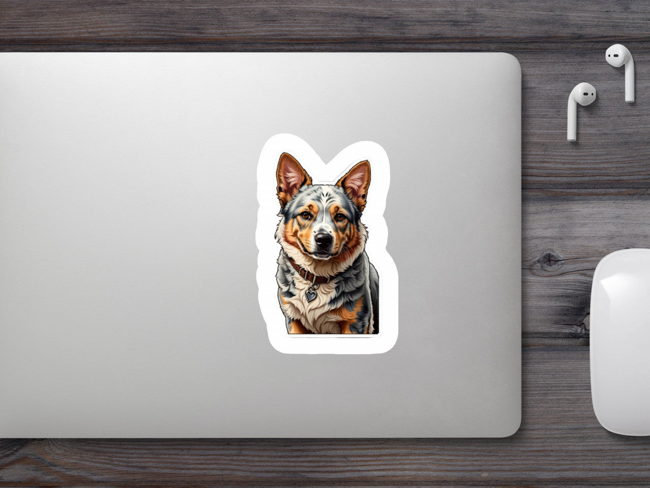 Set 3 bucati, Sticker decorativ, Caine australian Cattle dog cu zgarda, Rezistent la apa, NO114, 6 cm, Multicolor