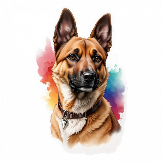 Set 3 bucati, Sticker decorativ, Caine Belgian Malinois, Rezistent la apa, NO56, 6 cm, Multicolor