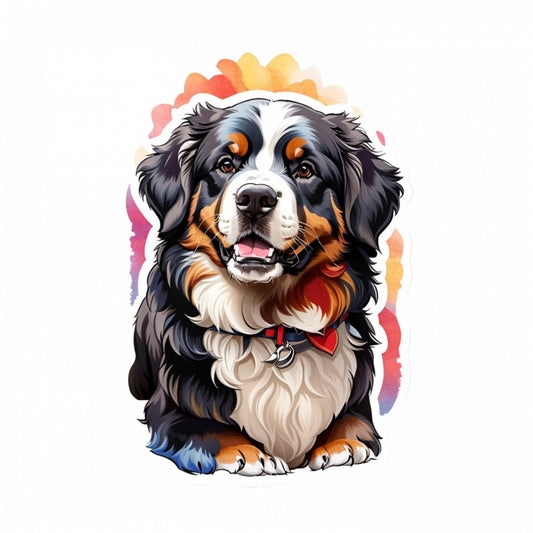 Set 3 bucati, Sticker decorativ, Caine Bernese de munte bust, Rezistent la apa, NO36, 6 cm, Multicolor