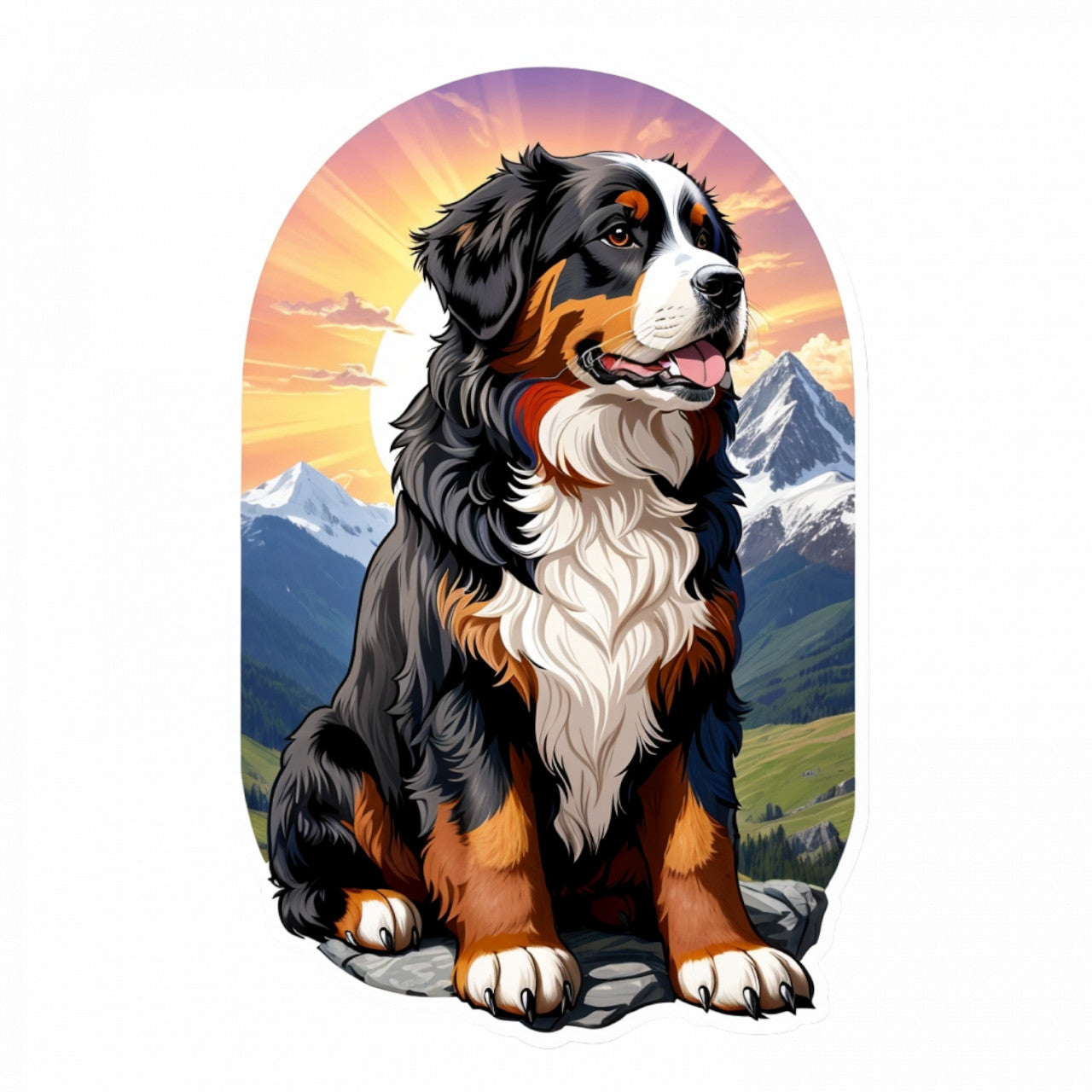 Set 3 bucati, Sticker decorativ, Caine Bernese de munte, Rezistent la apa, NO31, 6 cm, Multicolor